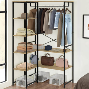 IDMarket - Armadio angolare modulare con doppio spazio per appendere L. 90 / 123 cm DETROIT design industriale