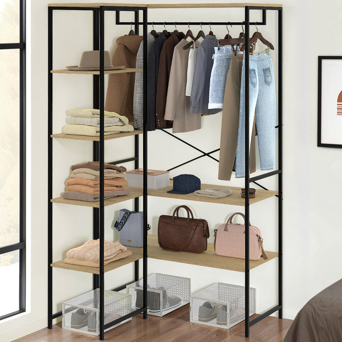 IDMarket - Armadio angolare modulare con doppio spazio per appendere L. 90 / 123 cm DETROIT design industriale