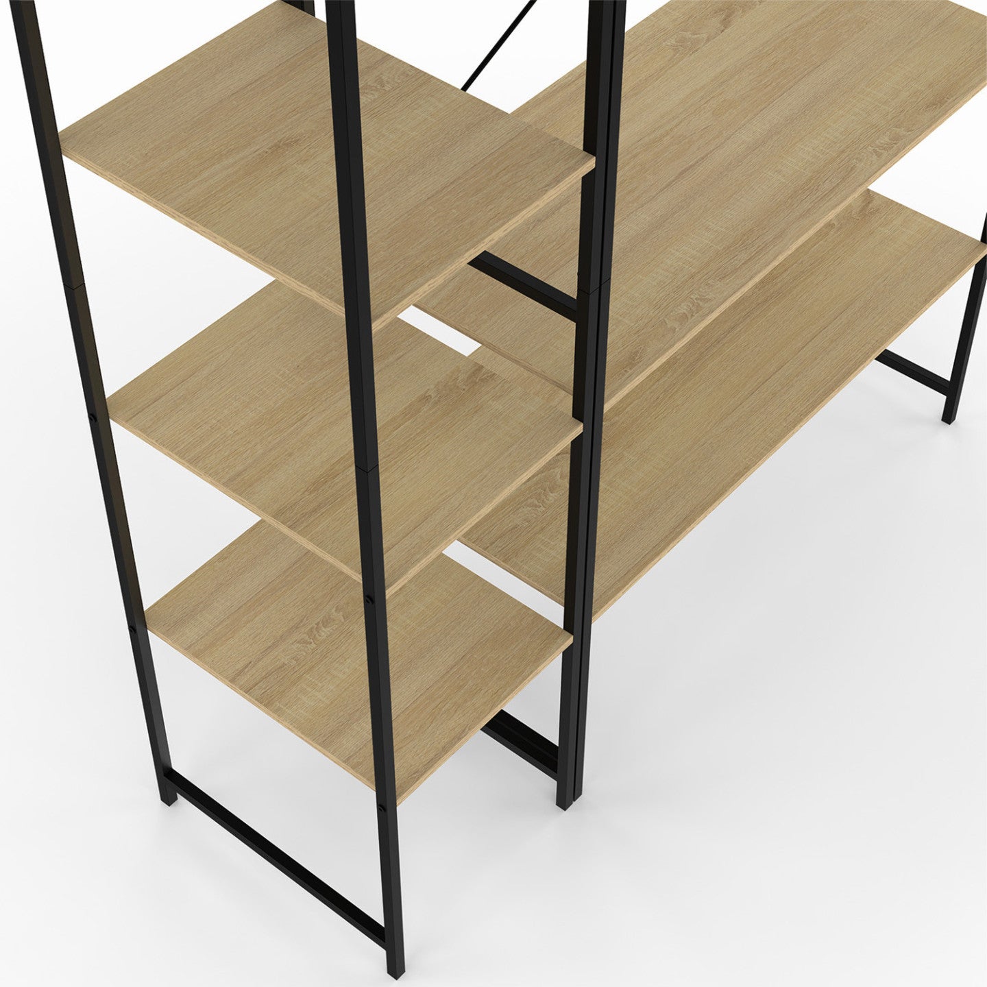 IDMarket - Armadio angolare modulare con doppio spazio per appendere L. 90 / 123 cm DETROIT design industriale