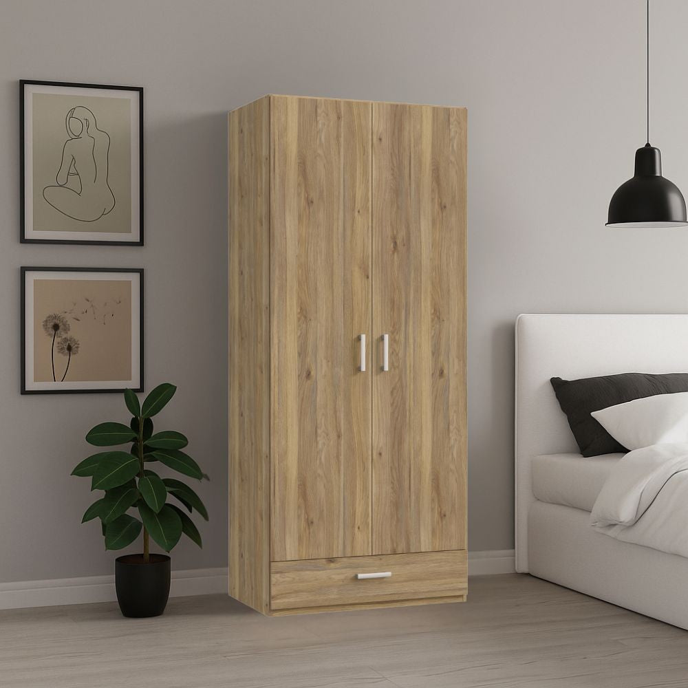 Armadio Arcadia 2 ante e 1 cassetto rovere 89x54x210.5H