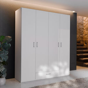 Armadio Arcadia 4 ante e 1 cassetto bianco 177.5x54x210.5H