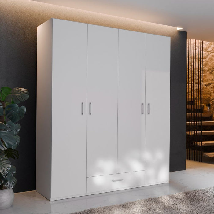 Armadio Arcadia 4 ante e 1 cassetto bianco 177.5x54x210.5H