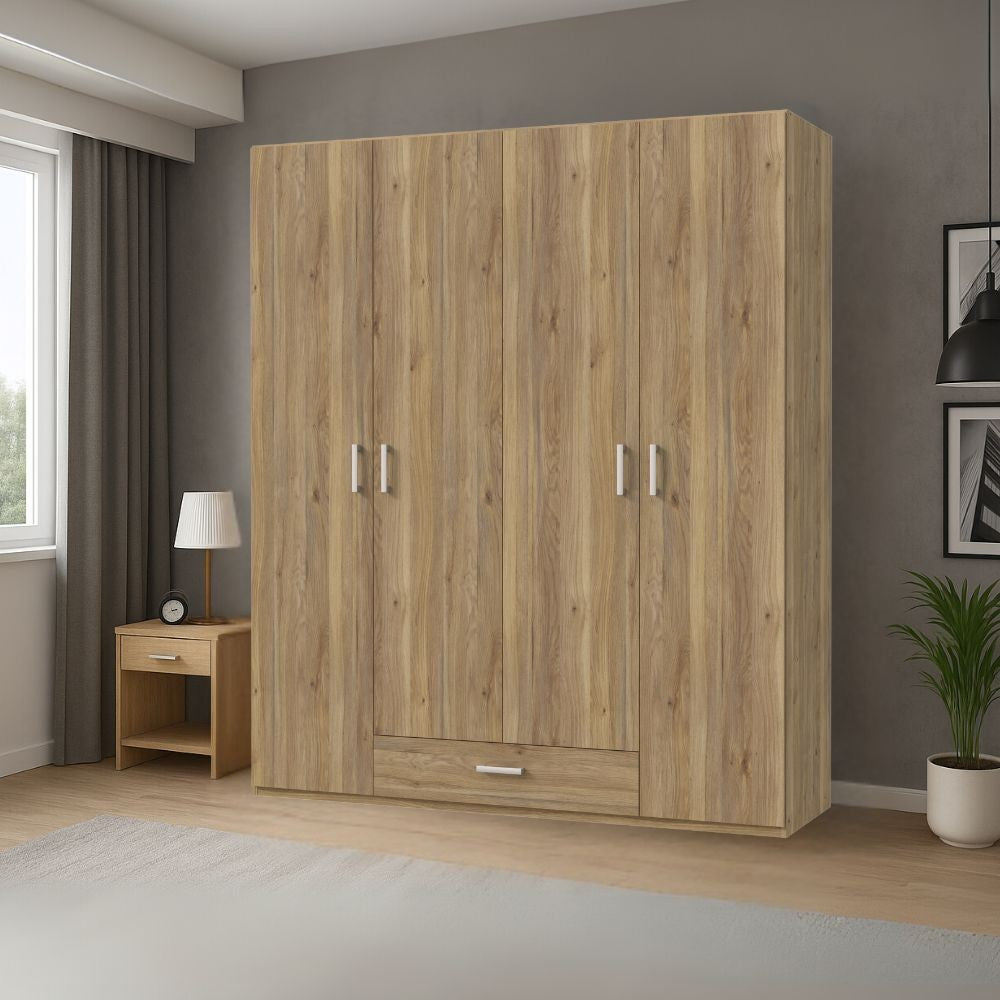 Armadio Arcadia 4 ante e 1 cassetto rovere 177.5x54x210.5H