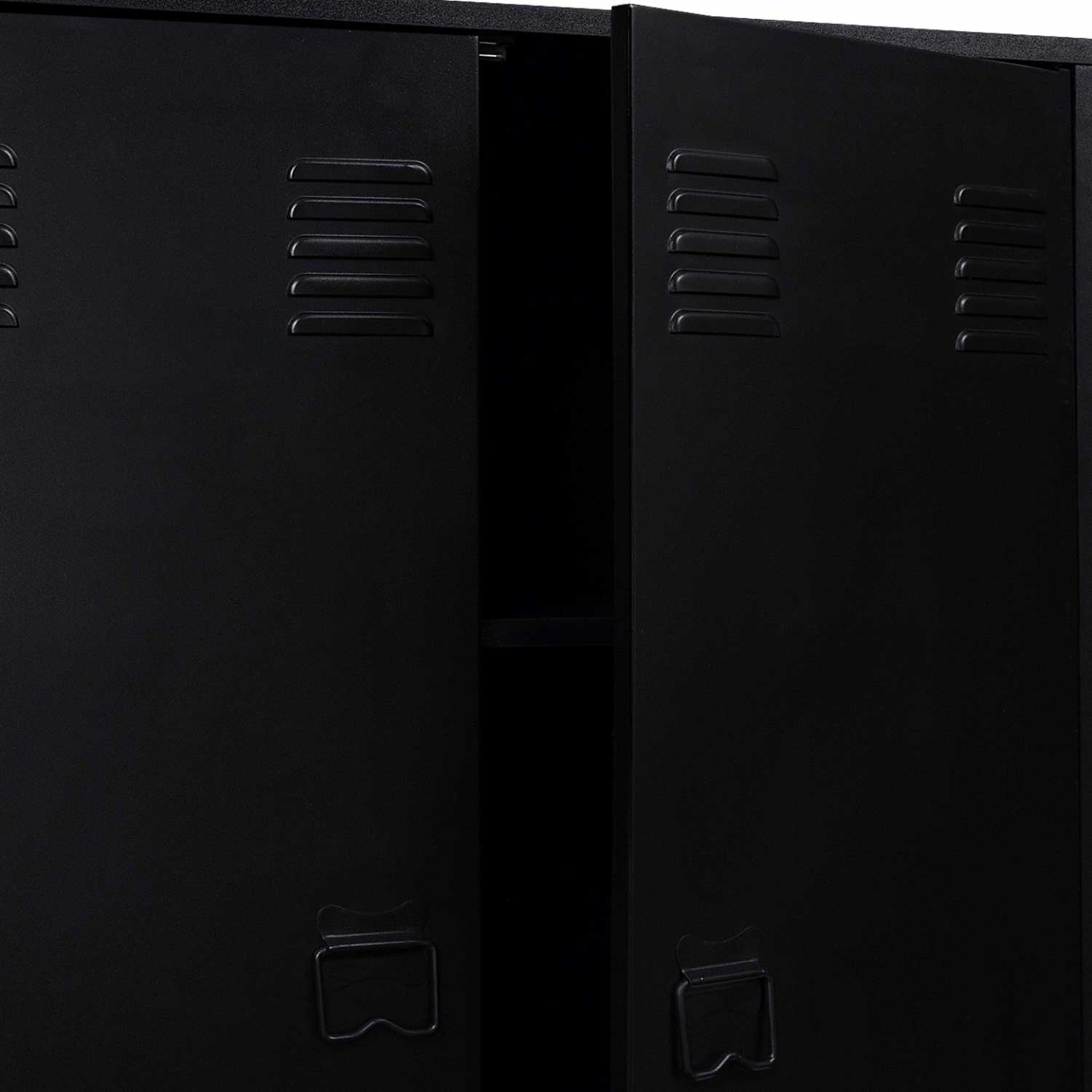 IDMarket - Armadio basso a 2 ante in metallo nero, design industriale ESTER