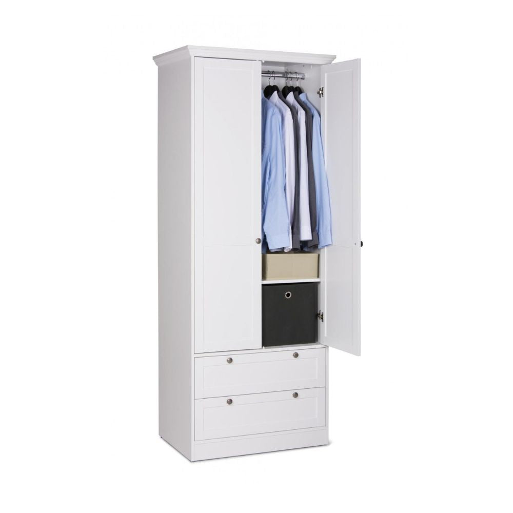 Armadio due ante e due cassetti Landwood14 colore bianco