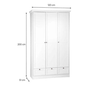 Armadio tre ante e tre cassetti Landwood18 colore bianco
