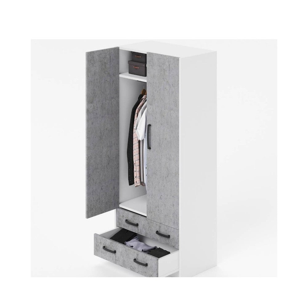 Armadio due ante e cassetti 91x52x210h colore cemento ARM290C