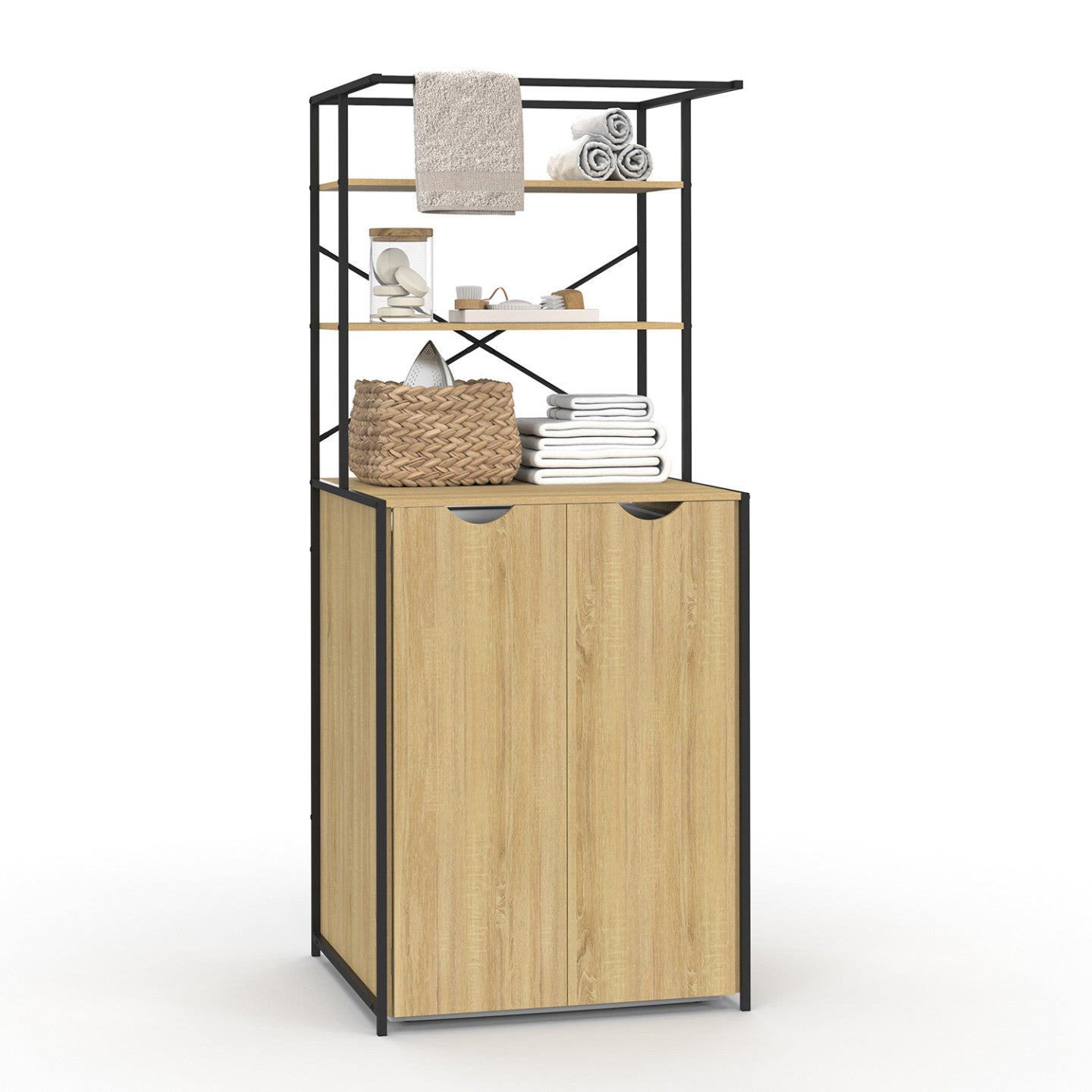 IDMarket - Armadio chiuso per lavatrice DETROIT dal design industriale