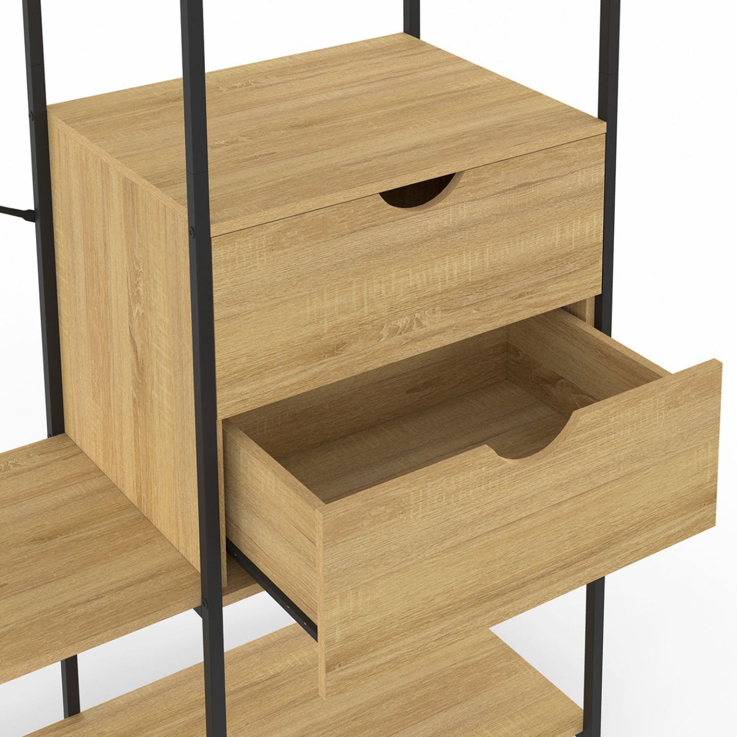 IDMarket - Armadio con ripiani e 2 cassetti L. 130 cm DETROIT design industriale