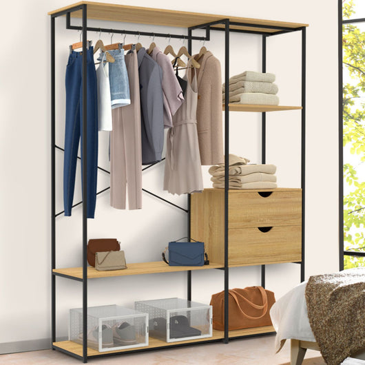 IDMarket - Armadio con ripiani e 2 cassetti L. 130 cm DETROIT design industriale