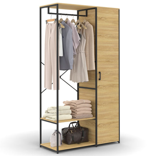 IDMarket - Armadio con ripiani e anta L. 90 cm DETROIT design industriale