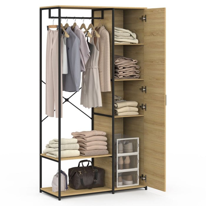 IDMarket - Armadio con ripiani e anta L. 90 cm DETROIT design industriale