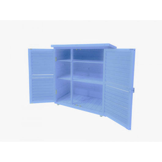 Armadio da Giardino in Legno Trattato 87x47x95 Blu con 3 Ripiani