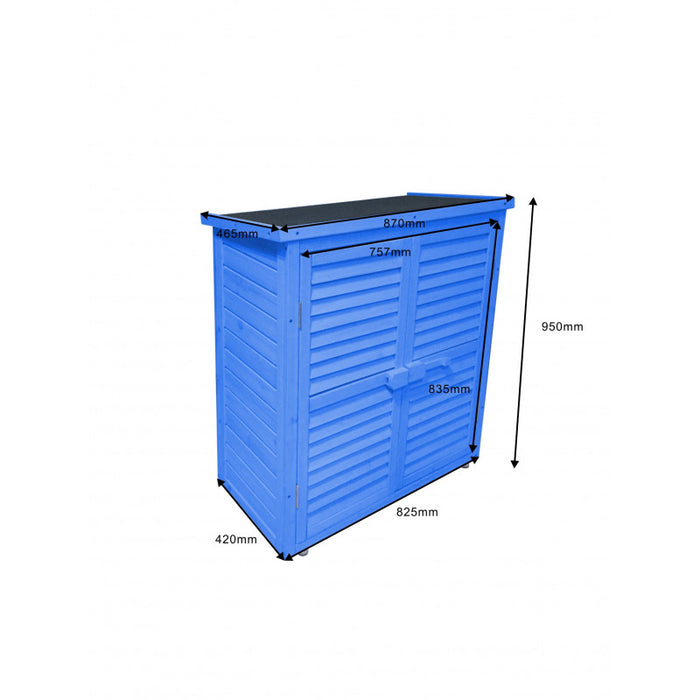 Armadio da Giardino in Legno Trattato 87x47x95 Blu con 3 Ripiani