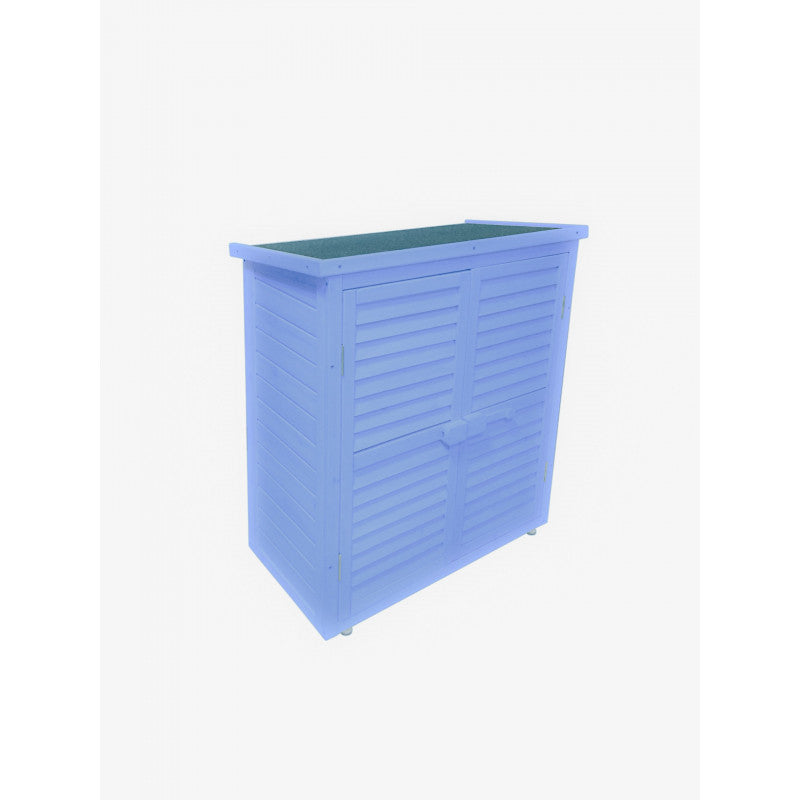 Armadio da Giardino in Legno Trattato 87x47x95 Blu con 3 Ripiani