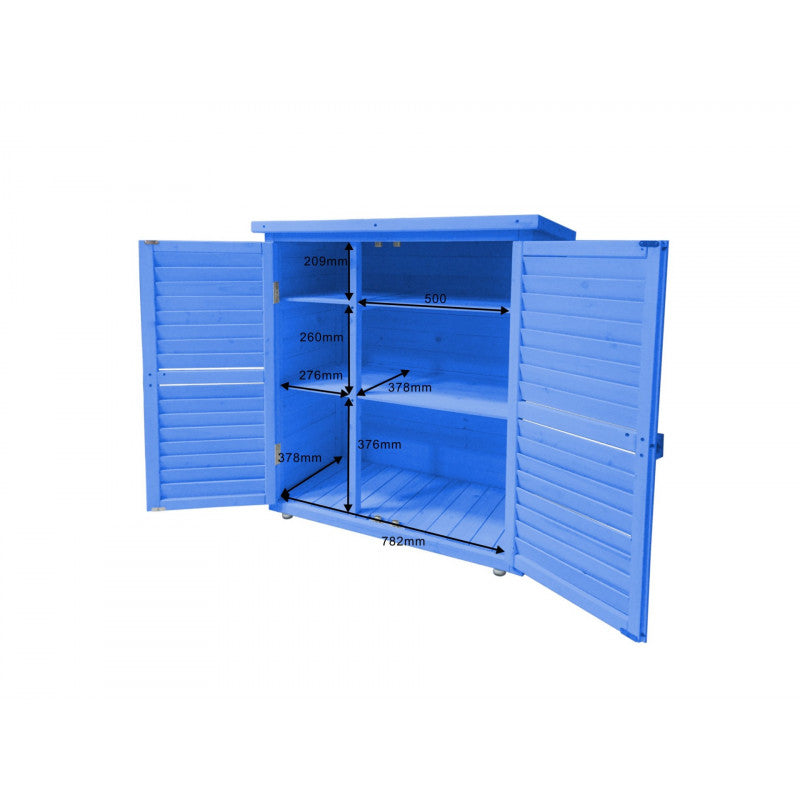 Armadio da Giardino in Legno Trattato 87x47x95 Blu con 3 Ripiani