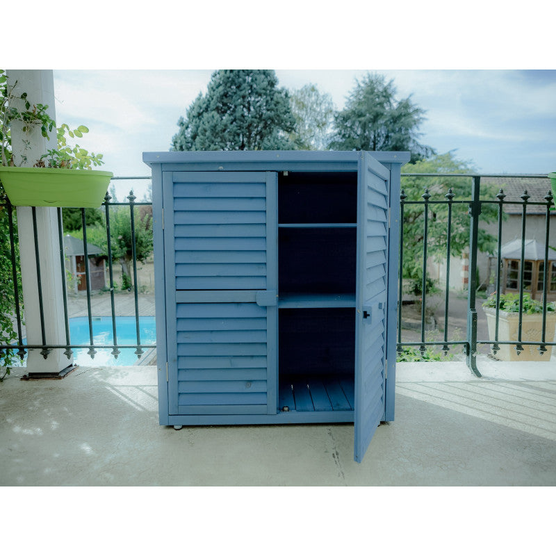 Armadio da Giardino in Legno Trattato 87x47x95 Blu con 3 Ripiani