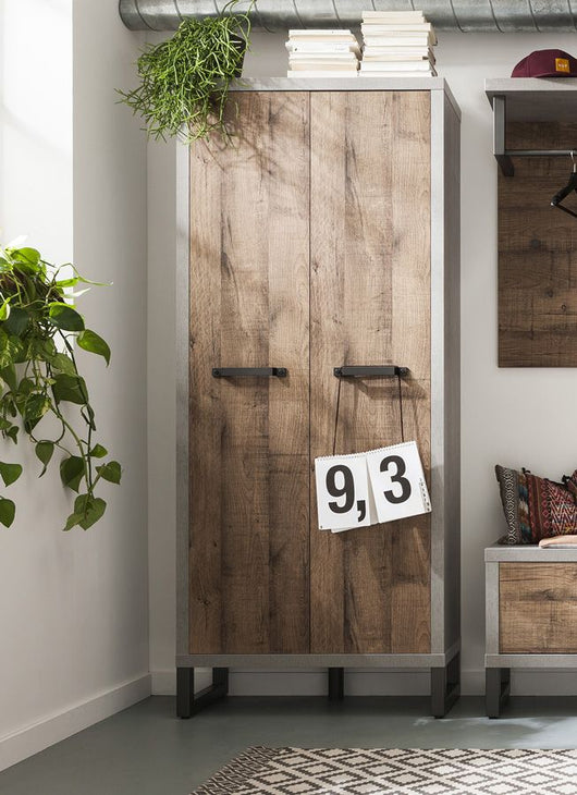 Armadietto ingresso industry, 2 ante finitura rovere invecchiato, ZCMAR5583K