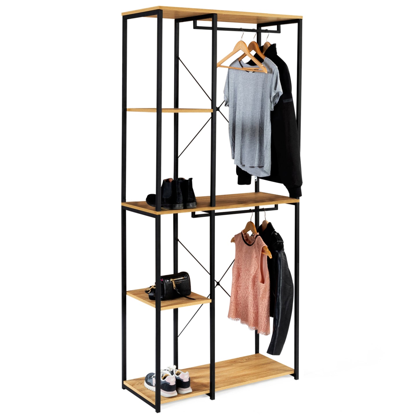 IDMarket - Armadio doppio con ripiani L. 90 cm DETROIT design industriale