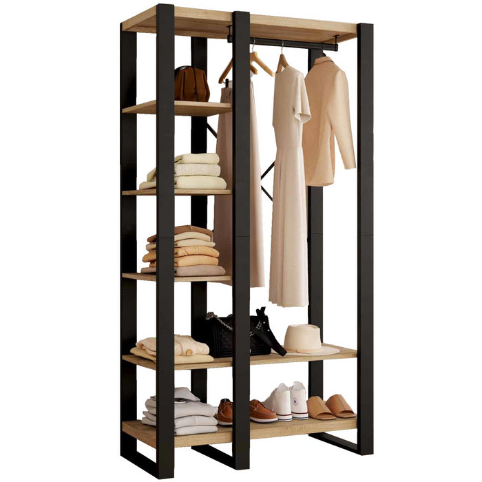 IDMarket - Armadio e scaffalatura ONYX in legno e nero