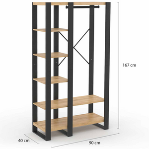 IDMarket - Armadio e scaffalatura ONYX in legno e nero