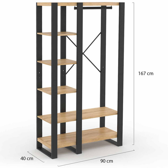 IDMarket - Armadio e scaffalatura ONYX in legno e nero