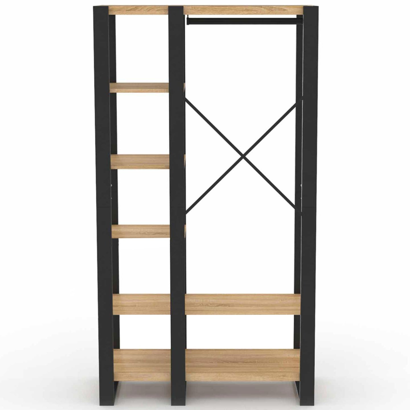 IDMarket - Armadio e scaffalatura ONYX in legno e nero