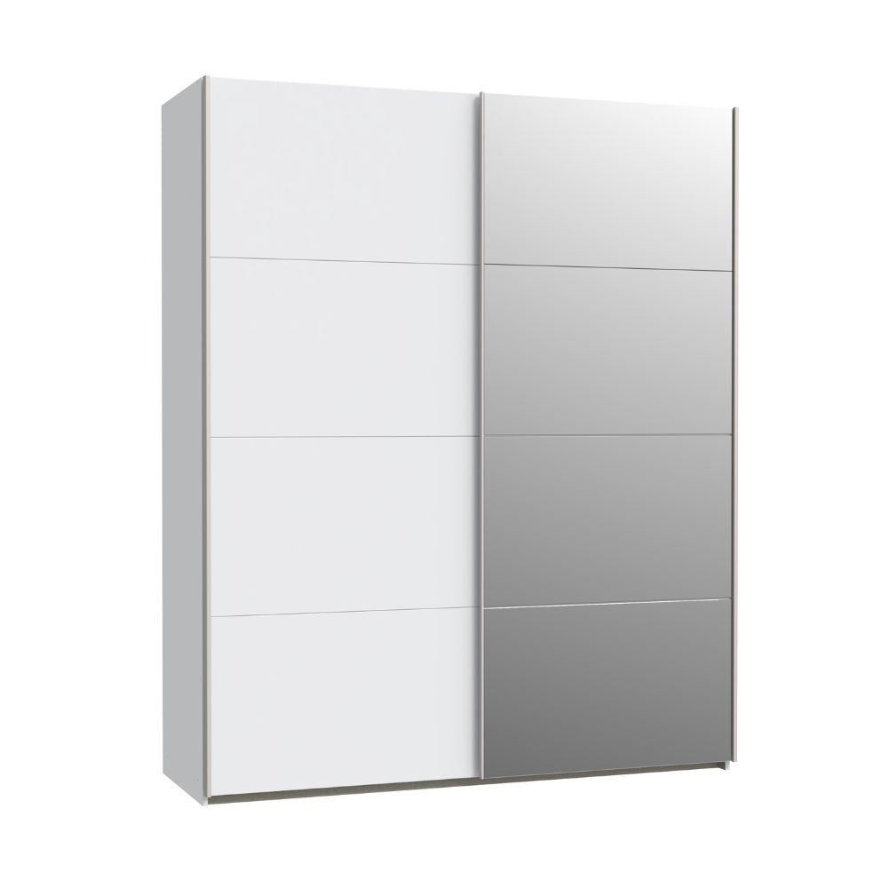Armadio Elio 2 ante scorrevoli bianco con anta a specchio 170x61x210.5H
