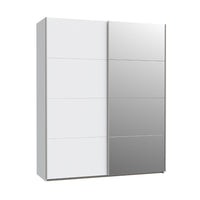 Armadio Elio 2 ante scorrevoli bianco con anta a specchio 170x61x210.5H