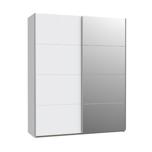 Armadio Elio 2 ante scorrevoli bianco con anta a specchio 170x61x210.5H