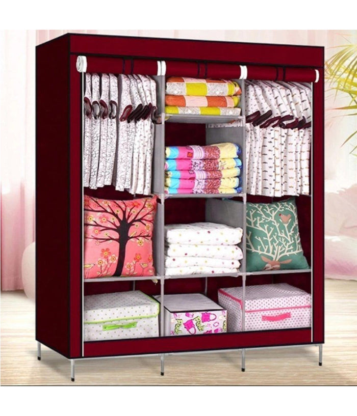 Armadio Guardaroba Tessuto Appendiabiti Acciaio Smontabile Abiti 3 Ante         