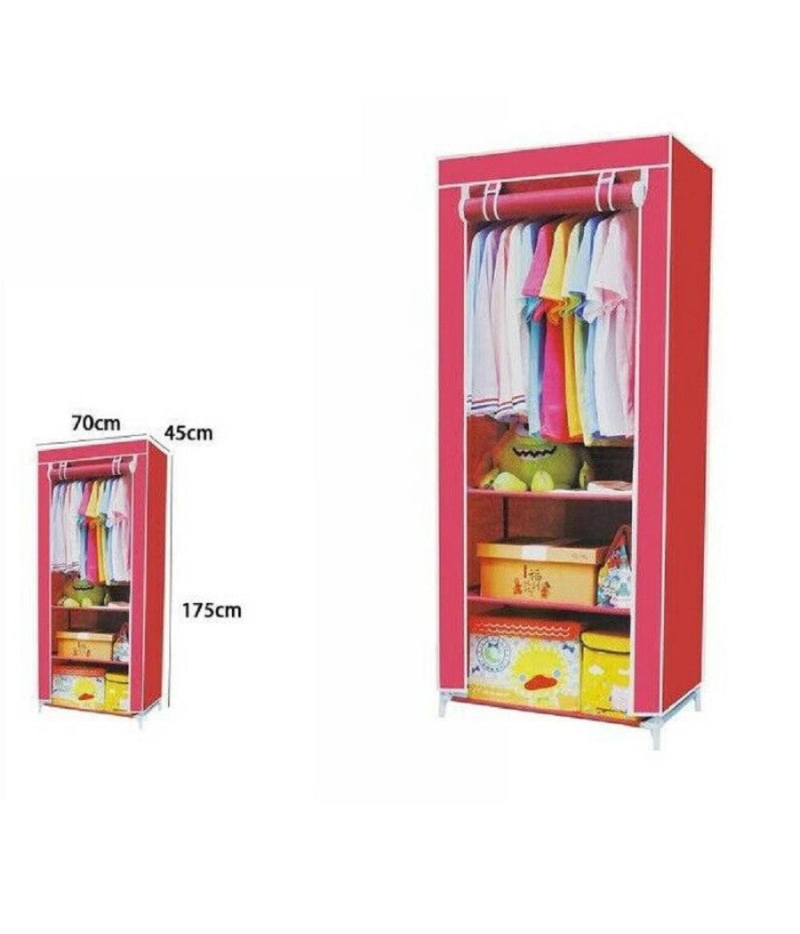 Armadio Guardaroba Tessuto Tnt 70 X 45 X 175cm Cabina Appendiabiti Acciaio 69067         