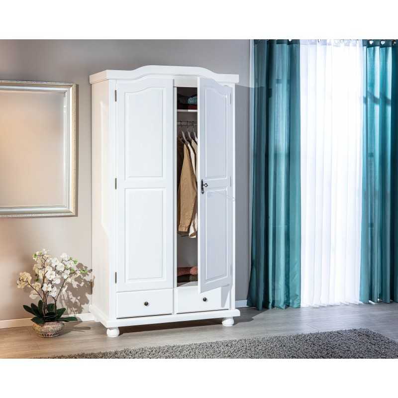 Armadio Inter Link 2 ante + 2 cassetti in pino massello finitura bianco