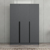 Armadio Kale 3 ante battenti effetto cannettato antracite 135x52x210H – Eleganza e capienza