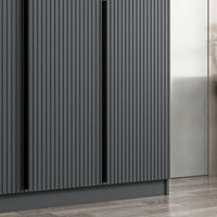 Armadio Kale 3 ante battenti effetto cannettato antracite 135x52x210H – Eleganza e capienza