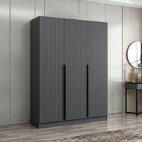 Armadio Kale 3 ante battenti effetto cannettato antracite 135x52x210H – Eleganza e capienza