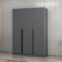 Armadio Kale 3 ante battenti effetto cannettato antracite 135x52x210H – Eleganza e capienza