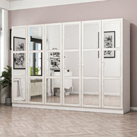 Armadio Kale 6 ante battenti bianco con specchi 270x52x190H – Eleganza e capienza