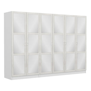 Armadio Kale 6 ante battenti bianco con specchi 270x52x190H – Eleganza e capienza