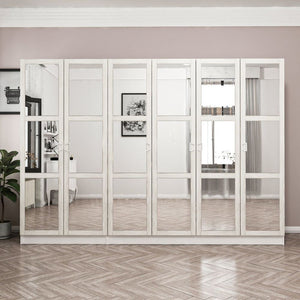 Armadio Kale 6 ante battenti bianco con specchi 270x52x190H – Eleganza e capienza