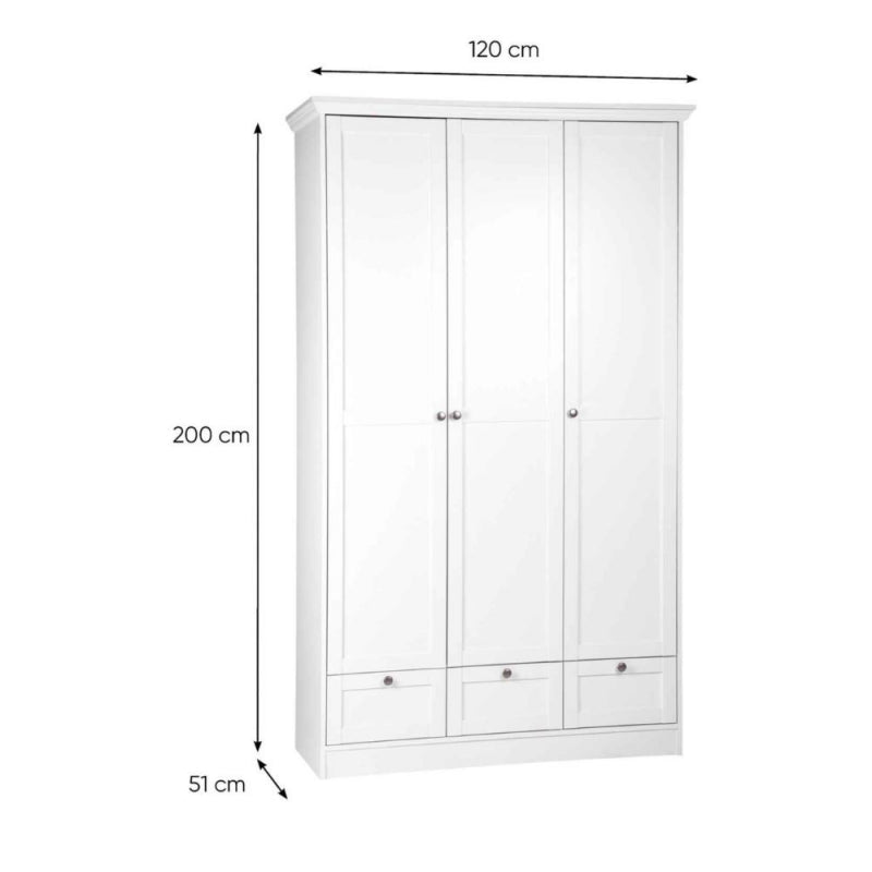 Armadio Landwood18 bianco tre ante e tre cassetti