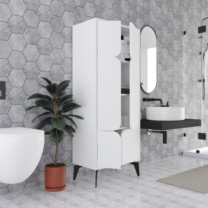 Armadio mobile multiuso Spark con 4 ante bianco 60x35.6x151H – Stile e organizzazione