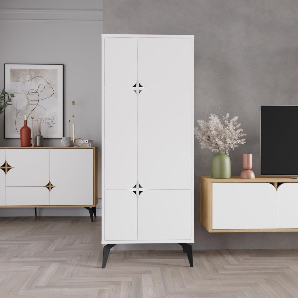 Armadio mobile multiuso Spark con 4 ante bianco 60x35.6x151H – Stile e organizzazione