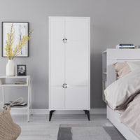 Armadio mobile multiuso Spark con 4 ante bianco 60x35.6x151H – Stile e organizzazione