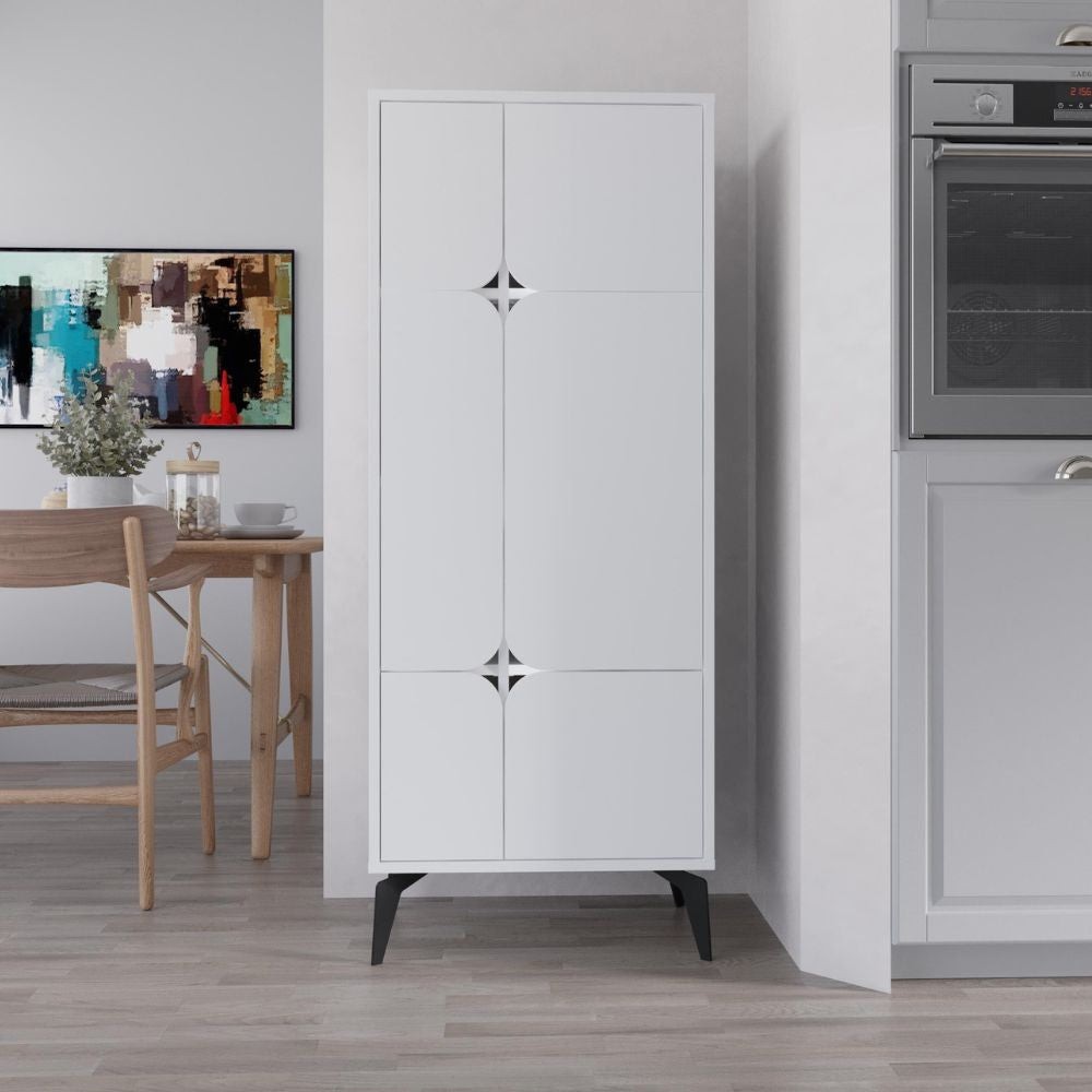 Armadio mobile multiuso Spark con 4 ante bianco 60x35.6x151H – Stile e organizzazione