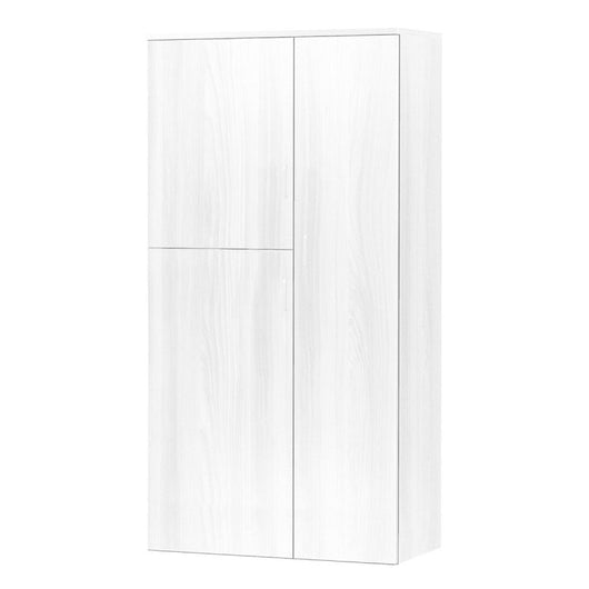 Armadio Multiuso 77x34x180 Bianco Legno 2 Ante E 5 Ripiani