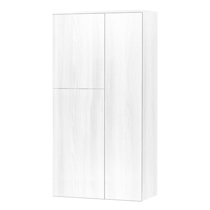 Armadio Multiuso 77x34x180 Bianco Legno 2 Ante E 5 Ripiani