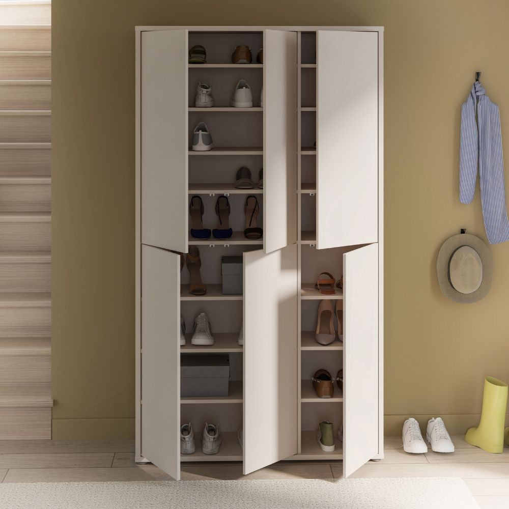 Armadio multiuso Medea 6 ante cashmere 109x35x192 - Scarpiera e armadio salvaspazio