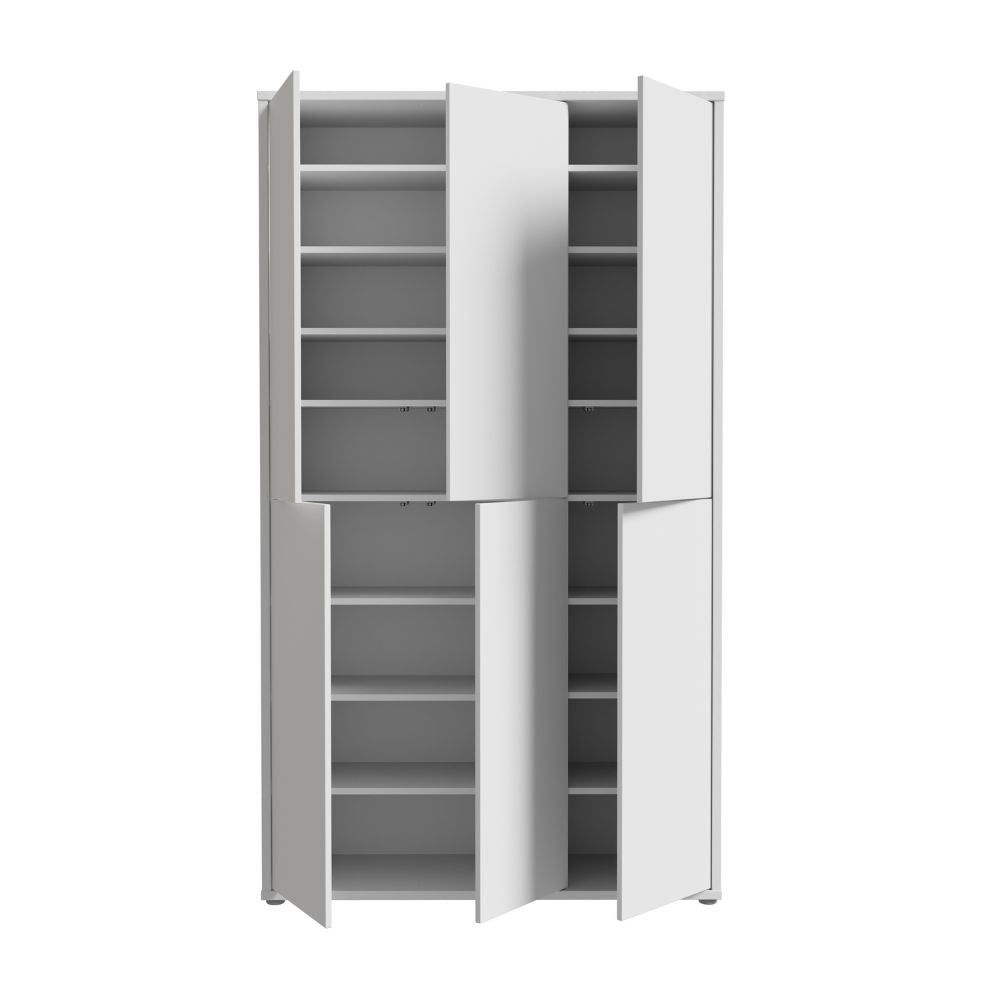 Armadio multiuso Medea 6 ante grigio chiaro 109x35x192 - Scarpiera e armadio salvaspazio