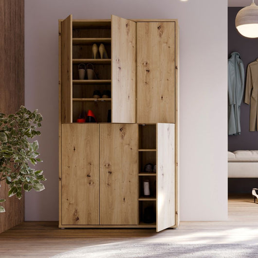 Armadio multiuso Medea 6 ante rovere 109x35x192 - Scarpiera e armadio salvaspazio